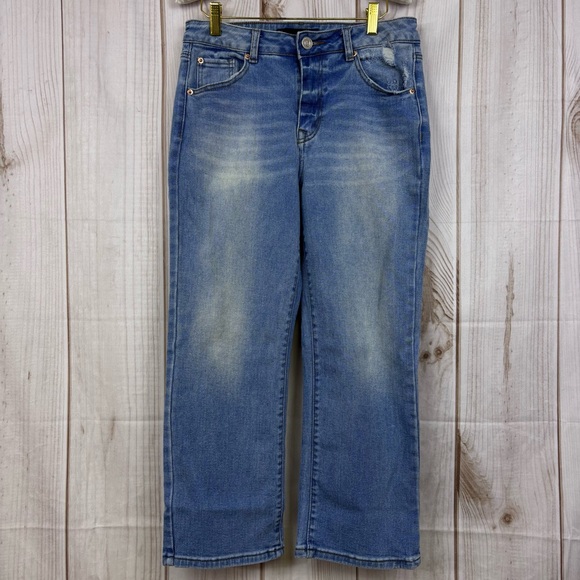 BBJ Los Angeles Denim - BBJ Los Angeles Straight Leg Cropped Jeans Boyfriend Mom Baggy Pants Blue 11/30
